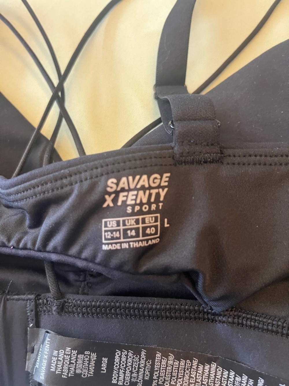 Savage X Fenty Black Strappy Sports Bralette size L - Picture 3 of 4